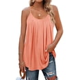 thumbnail image 2 of Summer Beach Tank Tops for Women Pleated Adjustable Strap Camisole Loose Fit Casual Sleeveless Coral M, 2 of 13