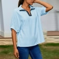 thumbnail image 2 of Women Oversized Striped Crewneck Sweatshirt 3/4 Sleeve Color Block Pullover Tops Puff Sleeve Casual Summer Blouse Workout Shirt, 2 of 6