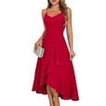thumbnail image 2 of UoCefik V Neck Formal Wedding Guest Bridesmaid Dresses for Women 2025 Ruffle Sleeves for Cocktail Graduation Modest Dress Red L, 2 of 8