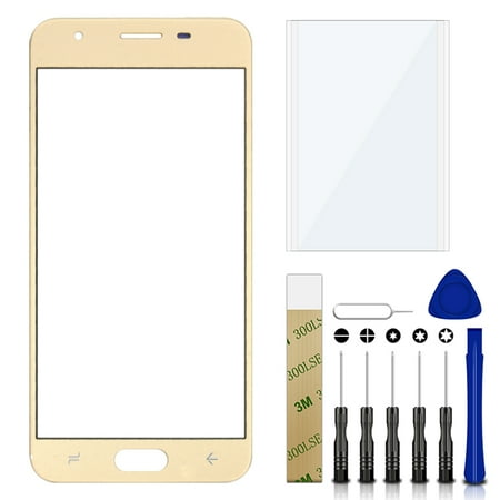 For Verizon Samsung Galaxy J3 V SM-J337V 3rd Gen Replacement Front Outer Glass Lens Screen Tool Gold