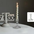 thumbnail image 4 of AuroraX Taper Candle Holder Embossed Glass Candlestick Holders Romantic Elegant French Vintage Decorative Rustic Valentines Day Candle Stand Gifts for Table Centerpieces Dining Wedding Decor, 4 of 6