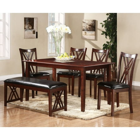 Homelegance Dining Table Set - Homelegance Brooksville 6 Piece Dining Set - Warm Cherry
