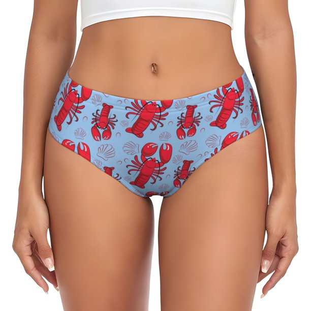 Balery Cartoon Lobsters 2 Ropa Interior de Algodón para Mujer con Dibujo – Braguitas Cómodas y Elásticas, Estilo Clásico-4X-Large