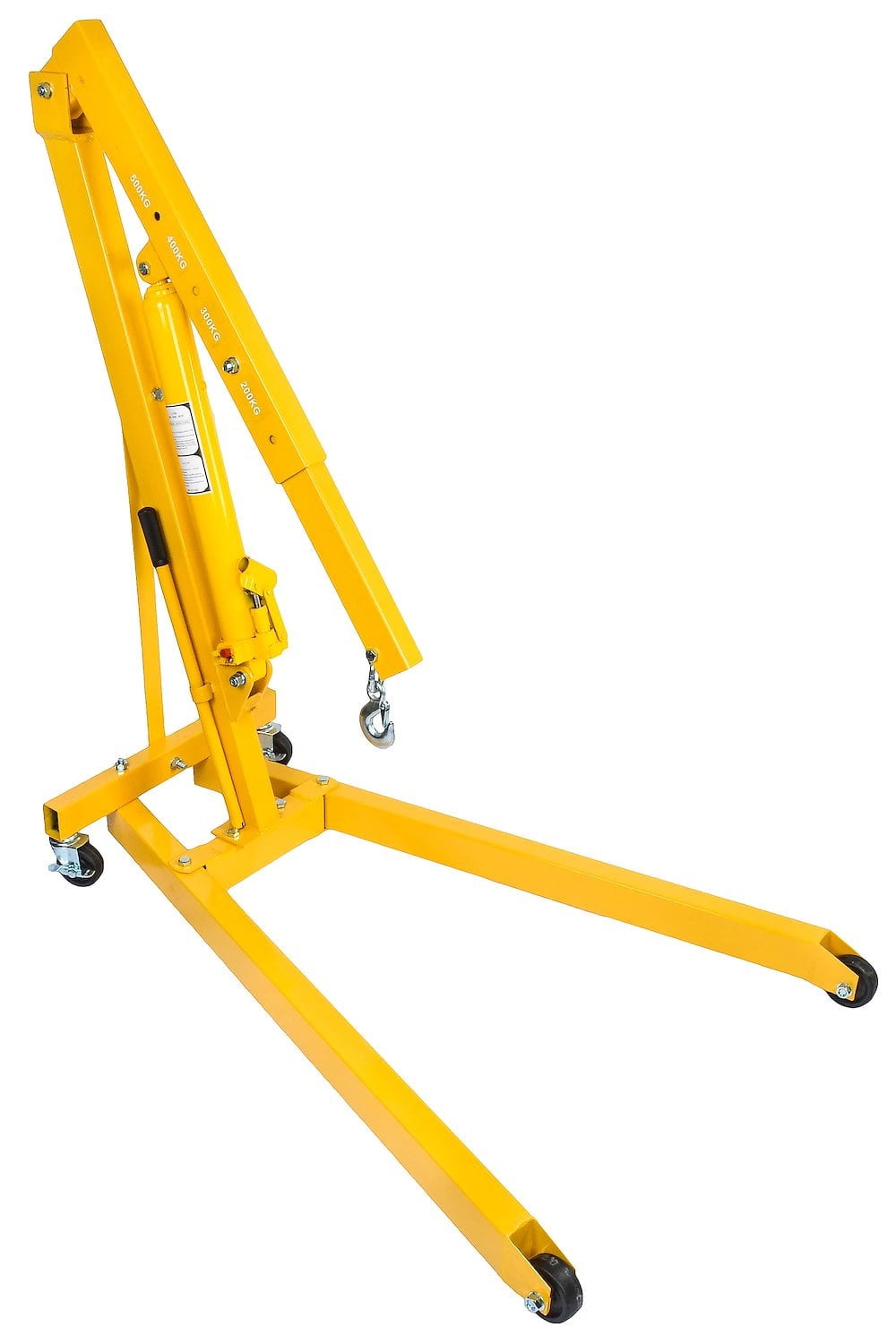 JEGS 81059 1/2-Ton Automotive Shop Crane, Red, Steel, 16000 oz Max Weight, Manual Lifting Crane