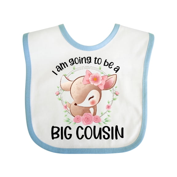 Inktastic Floral Deer Fawn I Am Going to Be a Big Cousin Boys or Girls Baby Bib