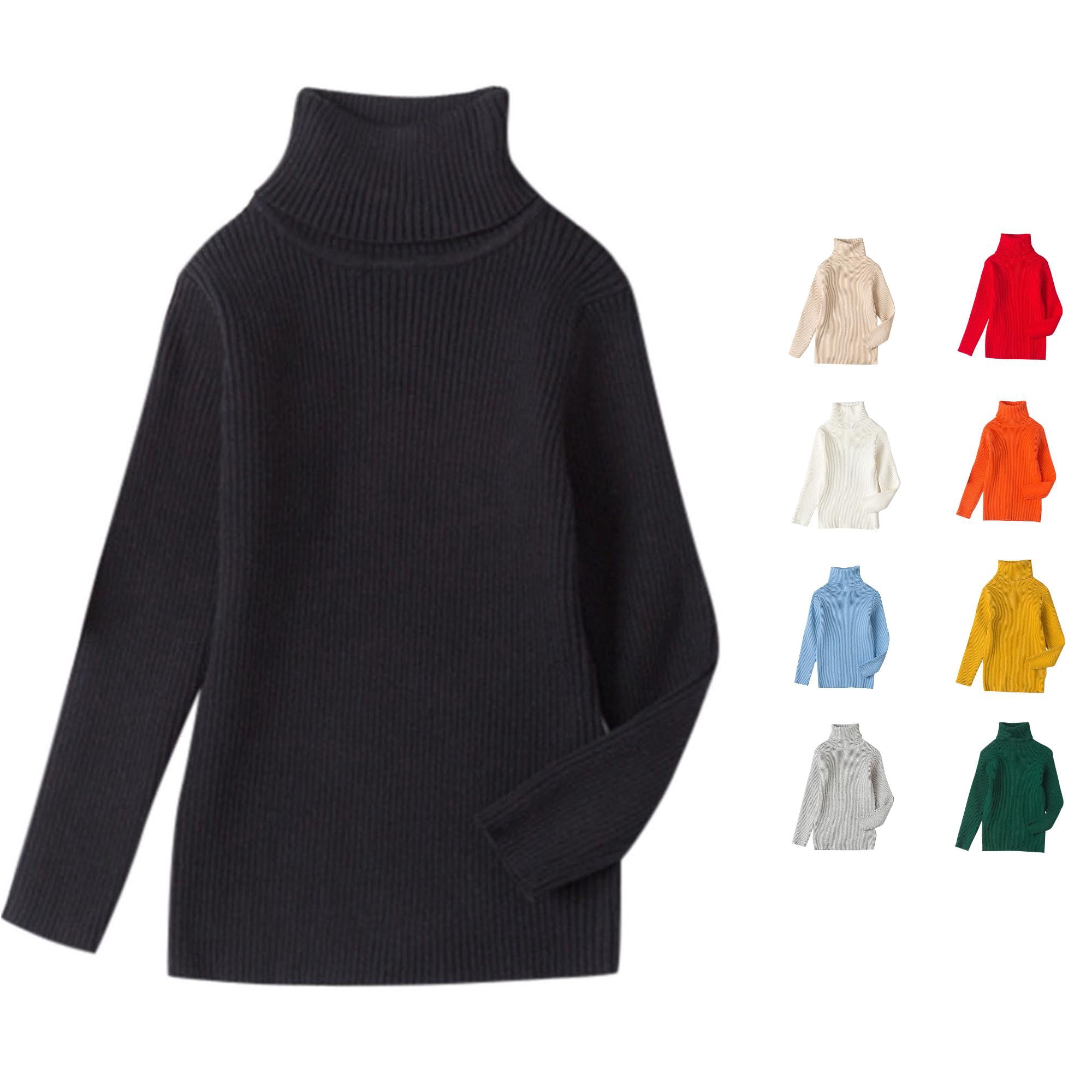 Krdevn Kids Ribbed Turtleneck Sweater Long Sleeve Knit Pullover Soft Warm Base Layer Top for Boys Girls 4-5 Years