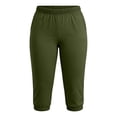 thumbnail image 4 of LIaqionyy Women's Plus Size Capri Pants Casual Straight Leg Elastic Waist Cropped Pant Trousers with Pockets, 4 of 7