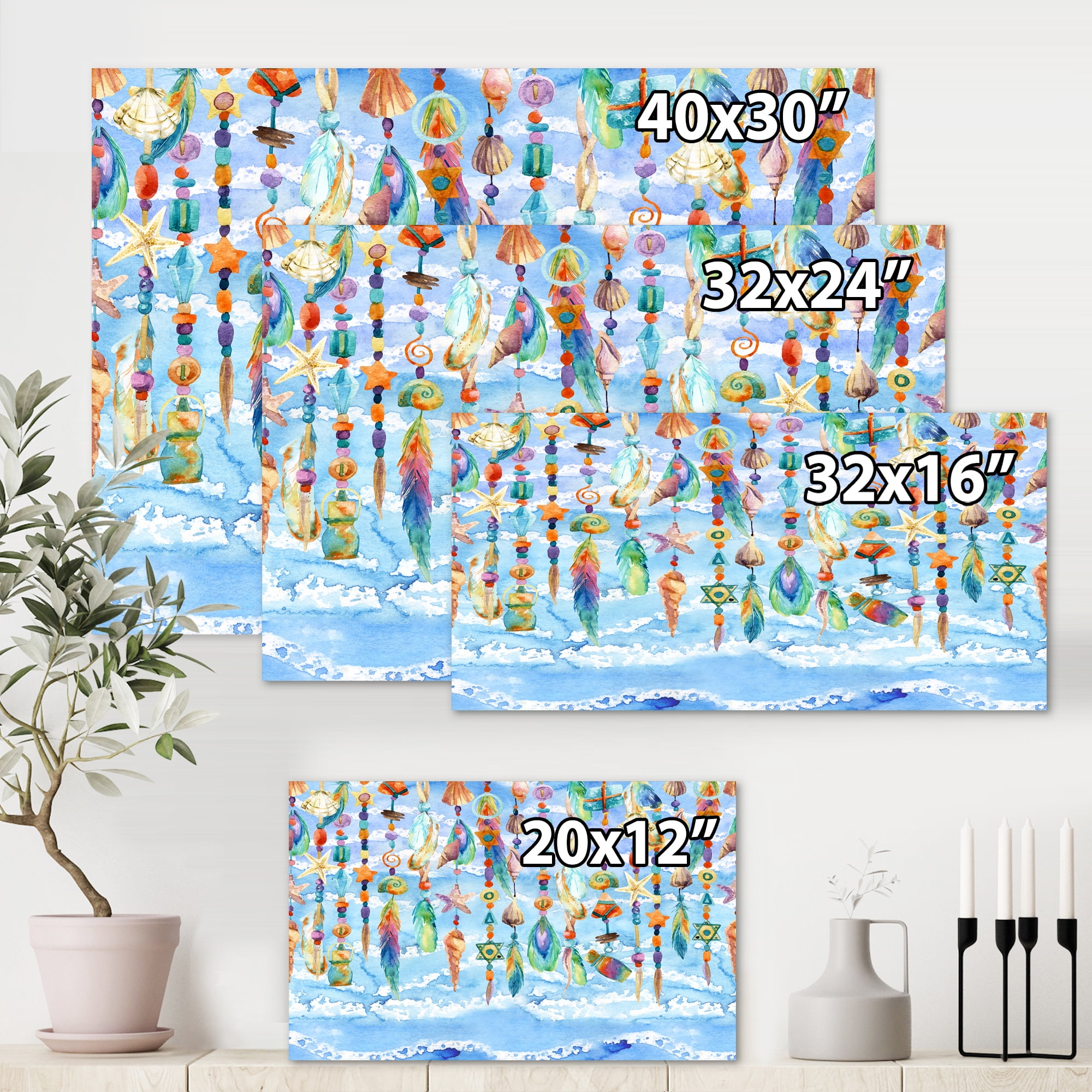 Designart ' Jewelry of Beads and Sea Shell ' Traditional Canvas Wall Art Print