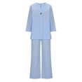 thumbnail image 7 of Itsame Tops and Pants Pajamas Set Womens Sleepwear 2pcs Sets Long Sleeved Pocket Solid Color V-neck Button Women Casual Home set Light Blue Size 2XL, 7 of 7