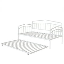 Geetinfly Twin Day Bed With Trundle Bed Twin, Sturdy Metal Frame, Daybed With Trundle Bed Frame, Mattress Foundation With Metal Slats Support, Easy Assembly, No Box Spring Needed