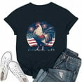 thumbnail image 4 of Women's Patriotic Rooster Graphic T-Shirt American Flag Print Tee Tops Independence Day Retro Americana Shirts, 4 of 6