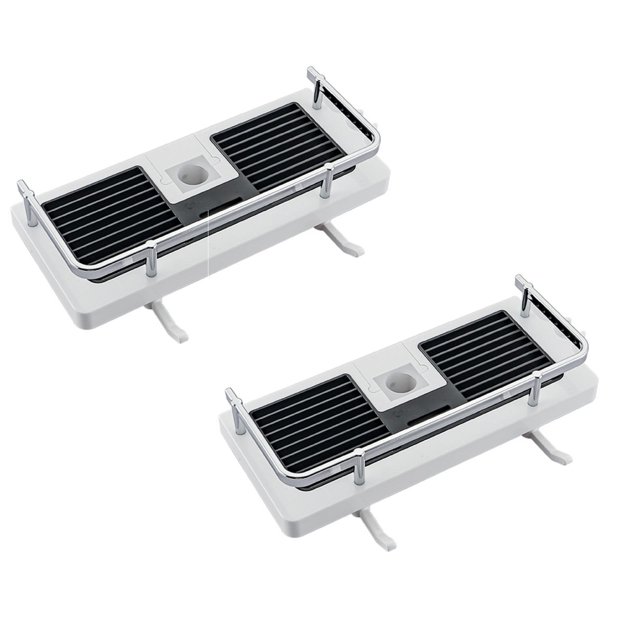 Oleegame 2PC Spoon And Lid Rest Shower Rod Storage Shelf Wall Mount Bathroom Shampoo Conditioner Shelf Rack Shower Caddy No Drilling Hollow Shower Slide Bar Holder Basket