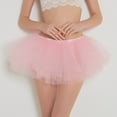 thumbnail image 4 of Womens Pleated Gauze Short Skirt Tutu Dancing Skirt Pink One Size, 4 of 5