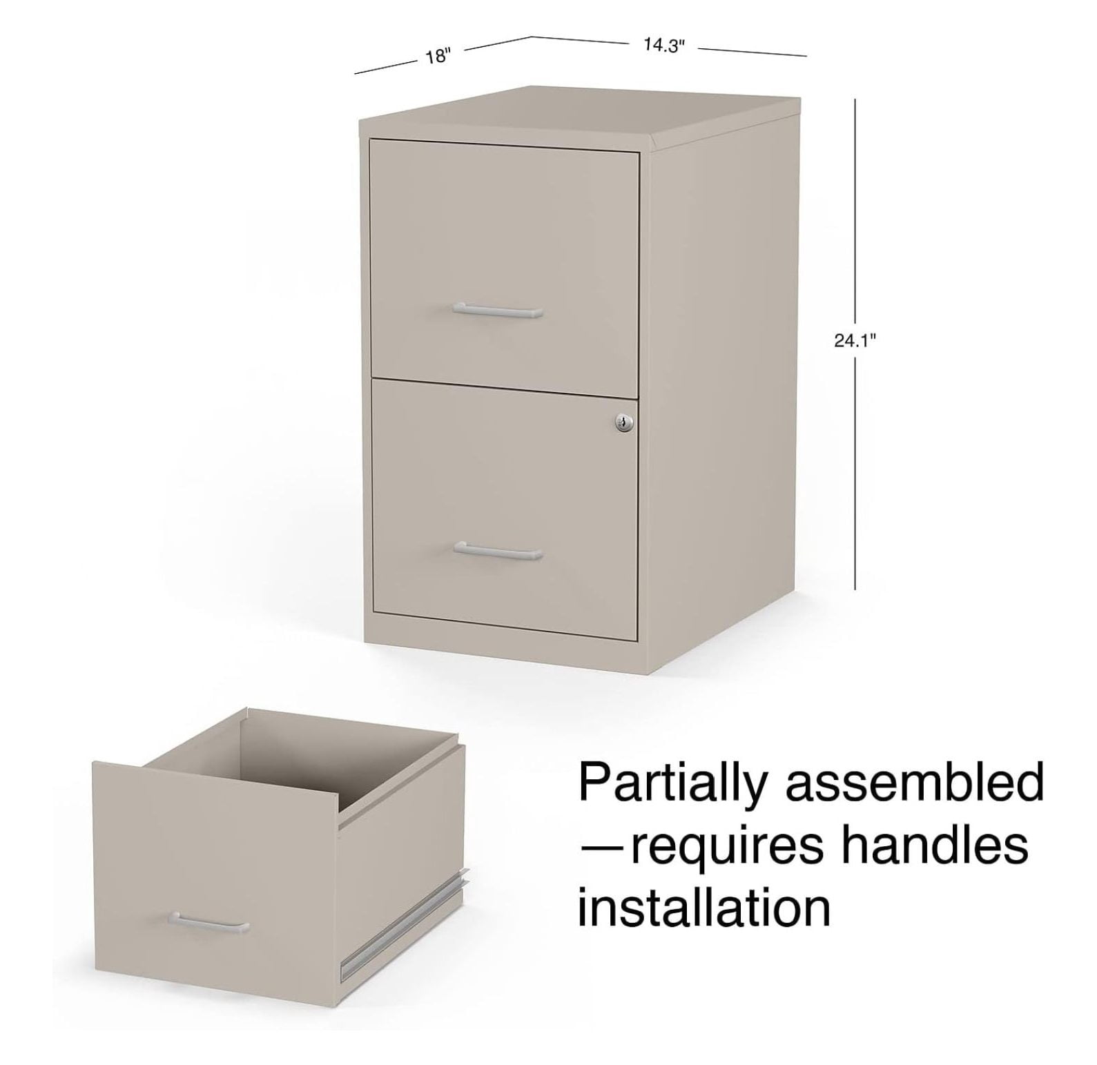 2806662 2-Drawer Vertical File Cabinet Locking Letter Putty/Beige 18-Inch D