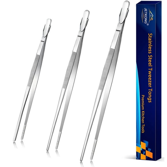 Pinzas de cocina JETKONG extra largas de acero inoxidable, juego de 3