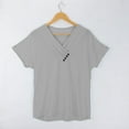 thumbnail image 6 of Baqcunre V-Neck Short Sleeve Pleated Solid Color T-Shirt Button Up Casual Top Women Clothing Womens Tops T Shirts for Women,Womens Fashion Shirts for Women Grey Xl, 6 of 8