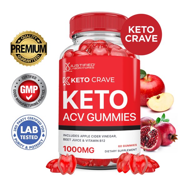 Keto Crave ACV Gummies 1000MG Dietary Supplement 60 Gummys