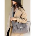thumbnail image 2 of ​Large Canvas Crossbody Bag, Spacious Vertical Messenger Tote Zipper Daily Travel Storage Essentials​​ Shoulder Bag for Work Commute (Gray), 2 of 3