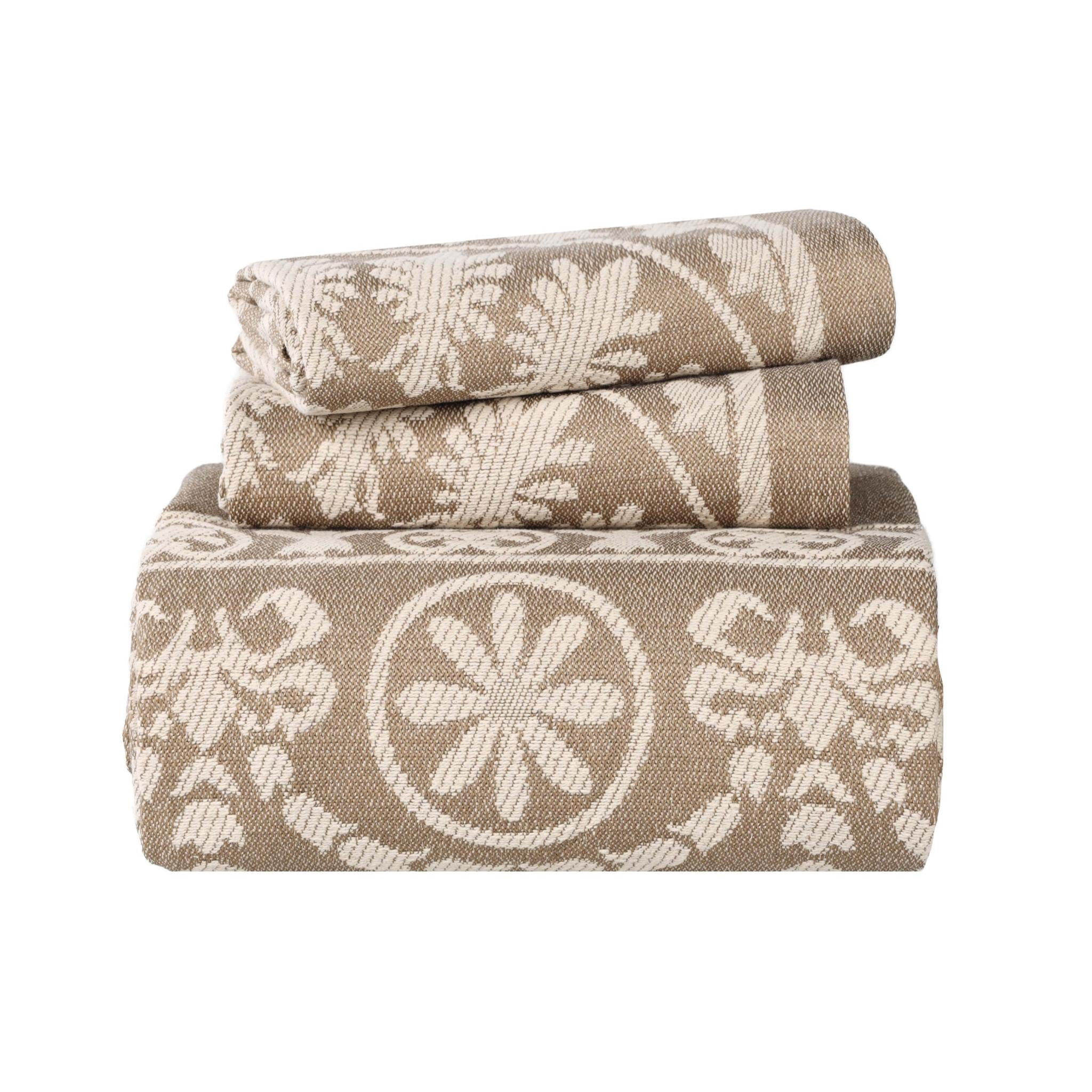 Superior Cotton Blend Woven Jacquard Vintage Medallion Bedspread Set 3-Pieces, Twin, Taupe