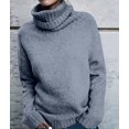 thumbnail image 4 of Women Oversized High Neck Pullover Sweater Cable Knit Long Sleeve Sweater Tops Dark Gray L, 4 of 9