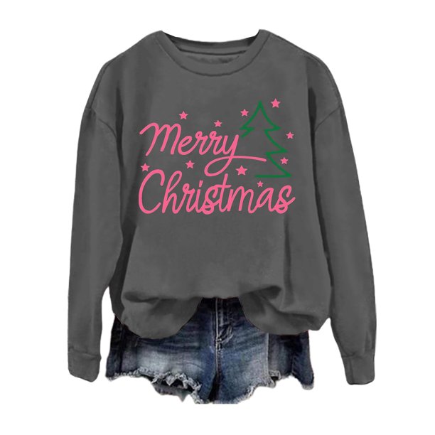 WILLBEST Sudaderas para Mujer Sudadera Navideña para Mujer: Camiseta con Estampado de Muñeco de Nieve Sudadera Sin Capucha con Estampado Navideño Top Navideño X-Grande