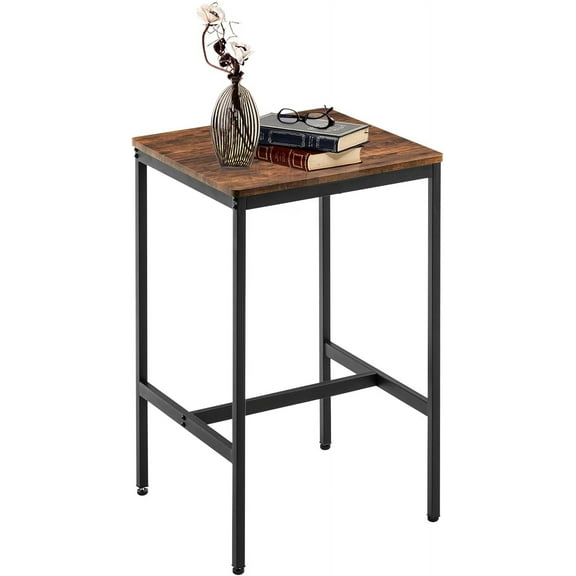 Rongbuk Square Bar Table,Small Kitchen Dining, Cocktail Table,High Top Pub for Party,Sturdy Metal Frame,Space-Saving Narrow for Living Room,Kitchen,Bar,Brown