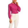 thumbnail image 4 of CURVOSPORT Chemisier Boutonné pour Femmes Col Peter Pan Manches Longues Ligne Princesse TP Rose Vif, 4 of 6