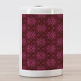 thumbnail image 3 of Hot Pink Ceramic Toothbrush Holder, Traditional Eastern Damask Pattern over Burgundy Background Design Print, Decorative Versatile Countertop for Bathroom, 4.5" X 2.7", Burgundy Pink, 3 of 4