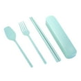 thumbnail image 2 of Wheat Straw Cutlery Set, Spoon Fork Chopsticks Polished Anti Slip Picnics Flatware Set  for Camping, 2 of 8