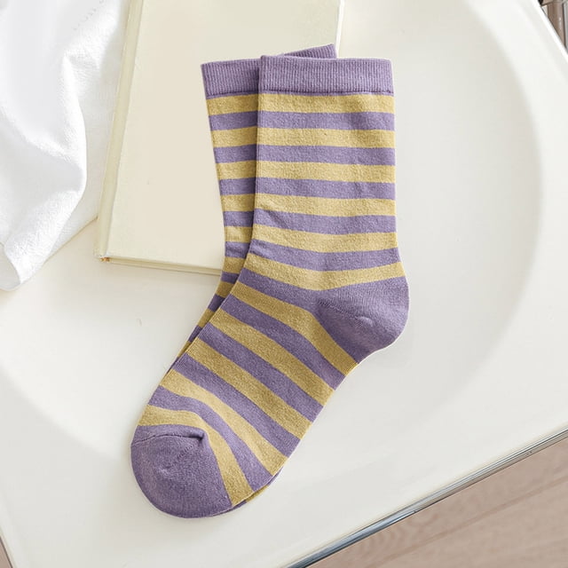 Womens Winter Socks Autumn And Winter Mid Tube Socks Stripe Printing Warm Stockings Sports Socks Sock Multicolor