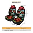 thumbnail image 2 of FOR U DESIGNS Sugar Skull Rose Print 2 Pieces Car Front Seat Covers Washable High Back Car Seat Cover Elastic Auto Accessories Bucket Seat Cover Fit for SUV Truck Sedan, 2 of 7