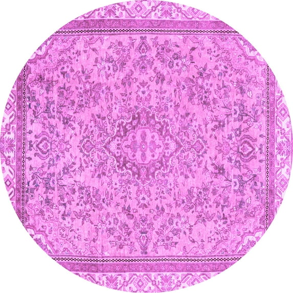 Ahgly Company Indoor Round Abstract Purple Modern Area Rugs, 5' Round