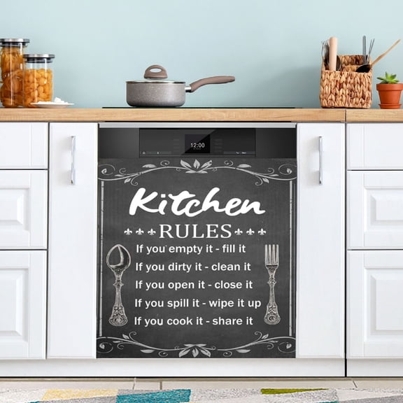 Black Floral Dishwasher Magnet Cover Reuseable Refrigerator Magnet Cover Decal Fridge Microwave Stickers Hoilday Party Decor 23 x 26 Inch