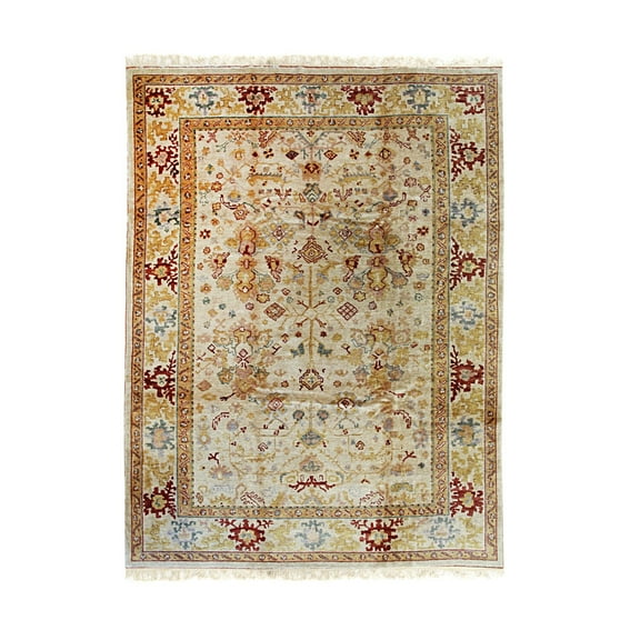 EORC FAAN12BG9X12 9 x 12 ft. Angora Oushak Traditional Hand Knotted Weave Area Rug, Beige