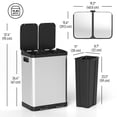 thumbnail image 3 of HOMCOM Kitchen Garbage Bin, 2 x 7.9 Gal Trash Can with Foot Pedal, Silver, 3 of 10