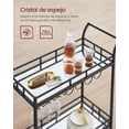 thumbnail image 3 of Carro de Bebidas, Carrito de Bar, Carro de Servicio con 2 Estantes de Espejo, Portavasos, Portavinos, para Comedor, Bar de Casa, Cocina, Negro, 3 of 5