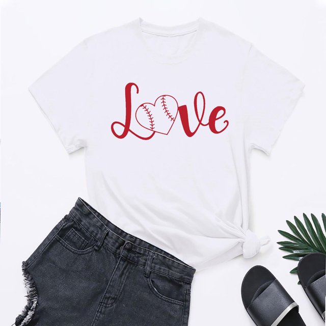 WILLBEST T-Shirts pour Femmes T-Shirt de Baseball Confortable T-Shirt de Baseball Col Rond Graphique 1159