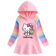 thumbnail image 4 of Hello Kitty primavera y otoño nuevo algodón dibujos animados Arco Iris niñas vestido de manga larga con capucha suéter vestido de princesa, 4 of 4