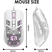 Zendure Mini Ultralight Wired Gaming Mouse 4 Kinds RGB Backlit 4 Levels Adjustable Lightweight Honeycomb Shell Mice for PC Gamers Xbox PS4 White