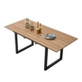 thumbnail image 2 of GZXS Modern Extendable Dining Table with Black Metal Legs, 55"-70" Adjustable Brown MDF Tabletop, Space-Saving Kitchen Table for 4-8 People, 2 of 7