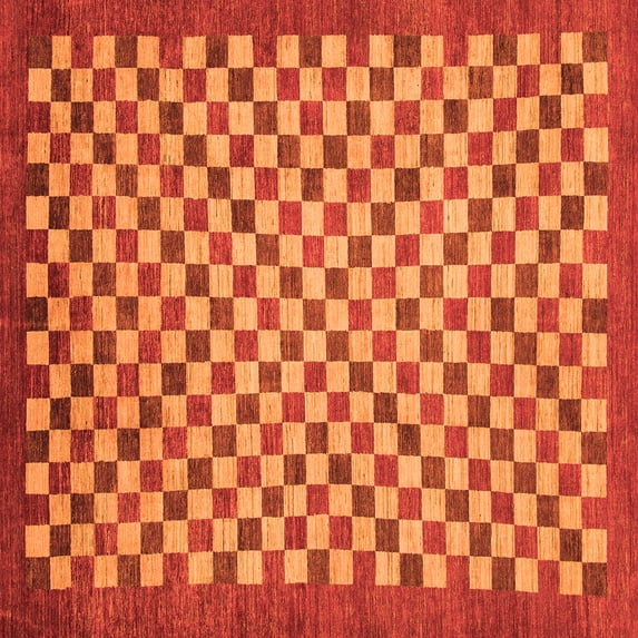 Ahgly Company Indoor Square Oriental Orange Modern Area Rugs, 6' Square