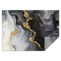 Black White Gold Marble Pattern Rectangle Tablecloth 60"x84",Waterproof Polyester Rectangle Table Cloth, Wipeable Spillproof Polyester Tablecloth for Dining, Camping, Indoor and Outdoor