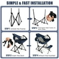 thumbnail image 4 of Patiojoy Camping Chair with Removable Footrest Folding Lounge Recliner Chair w/ Adjustable Backrest Pillow Cup Holder Navy, 4 of 8
