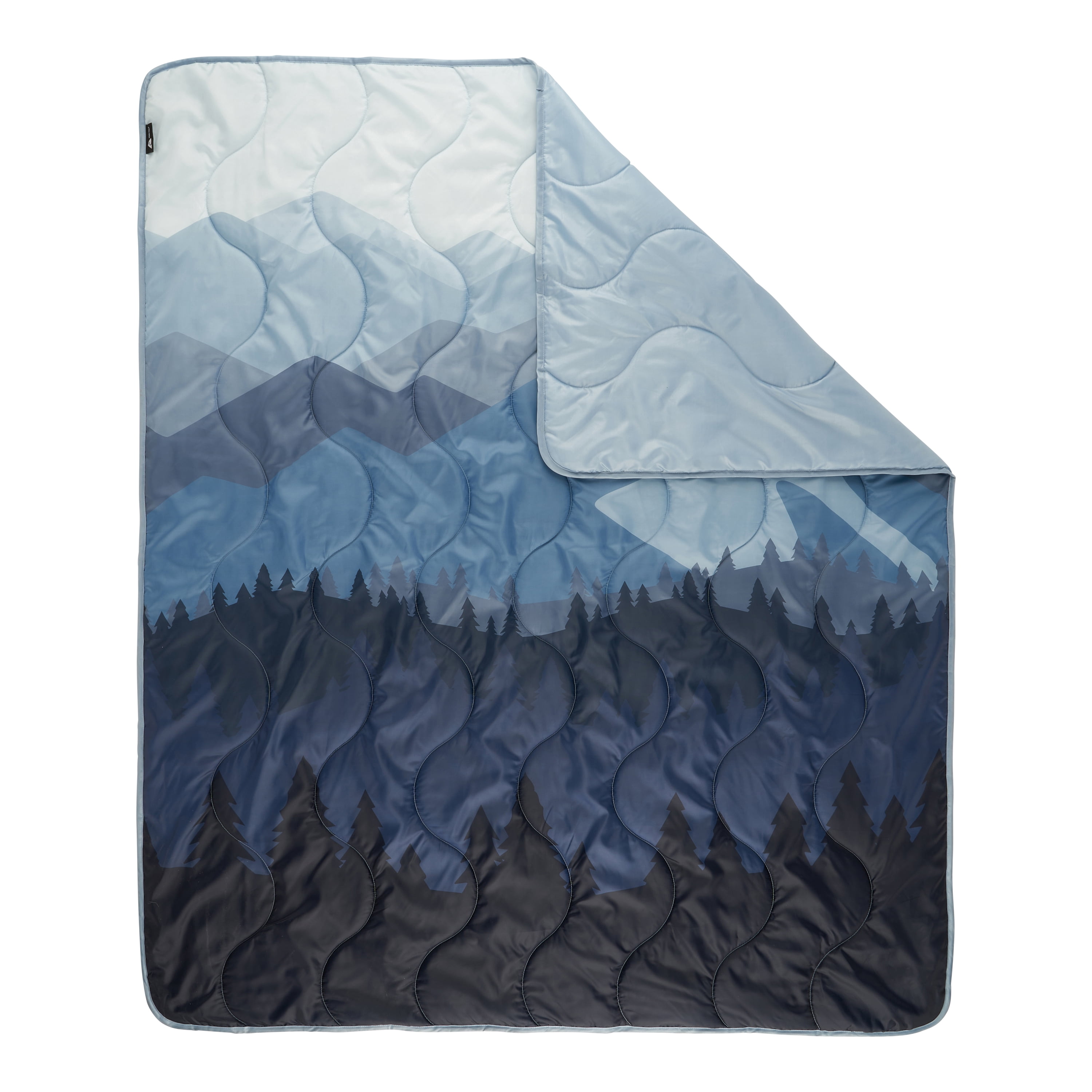 Ozark Trail Packable Blanket, 70" x 60" in Blue Mountain Scene Design for Camping/Travel/Picnics