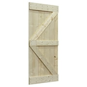 CALHOME 36 in. x 84 in. Unfinished Knotty Pine K Shape Sliding Interior Barn Door Slab