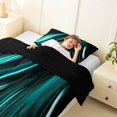 thumbnail image 4 of Manfei Neon Light Stripes Twin Comforter Sets, Abstract Wavy Line Bedding Set, Teal Black, Black Reversible 2 Pieces, 1 Comforter and 1 Pillowcase, 4 of 6