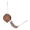 Natural Coconut Bird House, with Hanging Rope and Ladder, Easy to Use for Indoor Outdoor