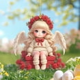 thumbnail image 3 of Valentine's Day Angel Ornament 3.15 Inch, Cute Fairy Girl Sitting on Red Box with Roses, Rearview Mirror Car Charm, Romantic Hanging Decoration Gift for Girlfriend Wife (1pc), 3 of 5