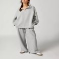 thumbnail image 2 of Solid Color Half Zipper Long Sleeve Pullovers for Women, 2 of 6