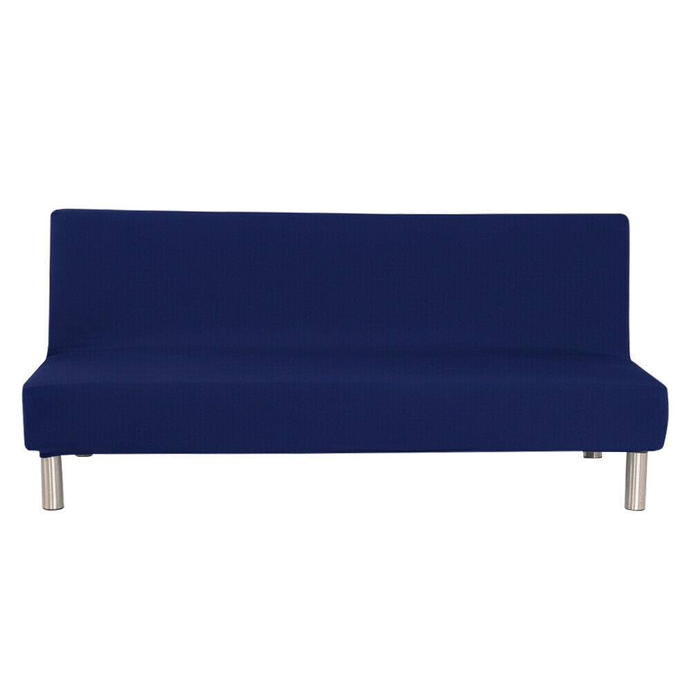 CJC Armless Sofa Bed Cover Solid Color Stretch Futon Slipcover Elastic Full Folding Couch Sofa